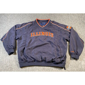 Crable University Of Illinois Pullover Windbreaker Jacket Mens Size Large
